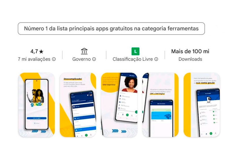 Aplicativo GOV.BR se destaca entre os mais baixados em Android e iOS