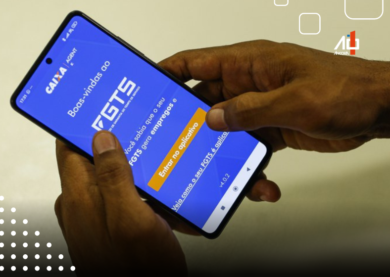 A imagem mostra a tela do aplicativo do FGTS, um dos canais oficiais para informações sobre o Fundo de Garantia por Tempo de Serviço