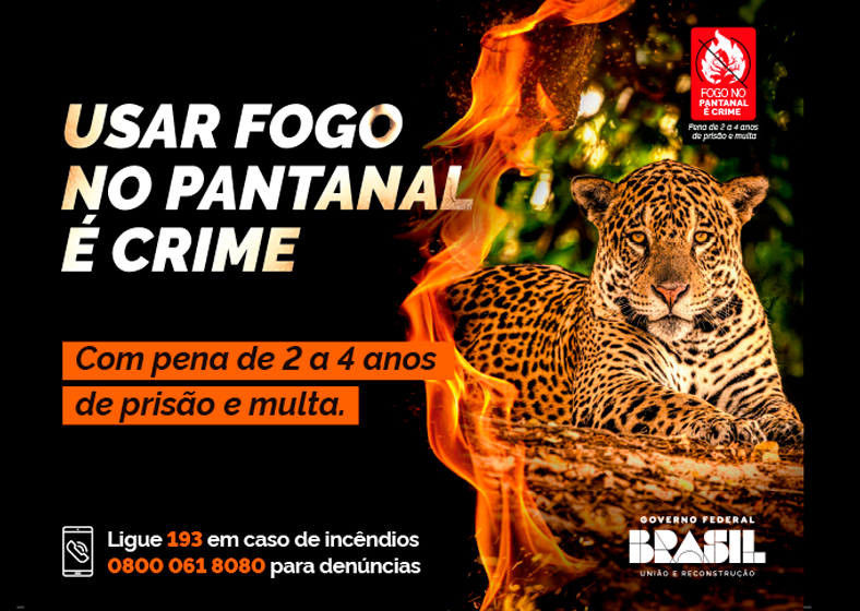 Campanha busca conscientizar a população do Pantanal sobre a proibição do uso do fogo devido à seca extrema e os riscos legais associados ao descumprimento