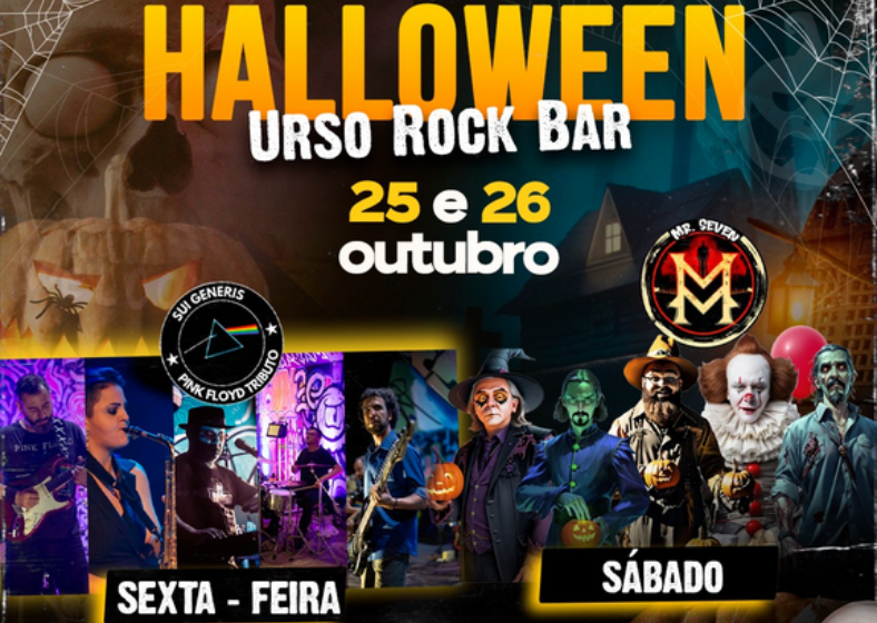 Halloween assombroso no Urso Rock Bar com bandas ao vivo