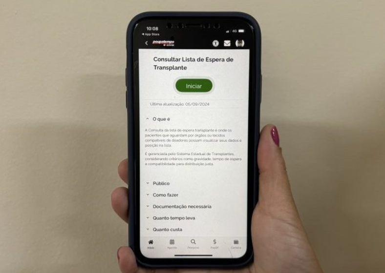 Pacientes que estão na fila de espera por um transplante de órgão ou tecido podem consultar posição na fila pelo aplicativo do Poupatempo, disponível para celulares com sistema operacional Android e IOS