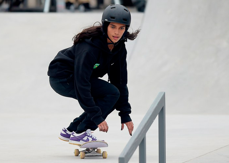 Rayssa Leal, do skate, é uma das 153 mulheres na delegação brasileira. Pela primeira vez, elas são maioria, essa é a terceira maior delegação olímpica da história. Foto: Alexandre Loureiro/COB