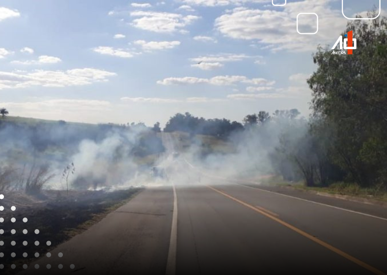 Incêndios em vegetação podem ter origem em fogo nas margens de rodovias; medidas incluem limpeza de áreas secas e resfriamento do asfalto para evitar queimadas durante o período de estiagem